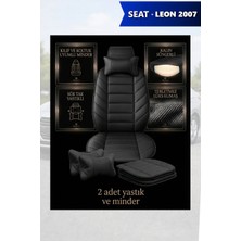 Automod Leon 2007 Için Koltuk ve Kılıf Uyumlu Yastık Minder Lüks Siyah 2li Set