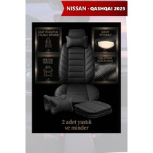 Automod Nissan Qashqai 2025 Için Koltuk ve Kılıf Uyumlu Minder Siyah Yastık Lüks 2li Set