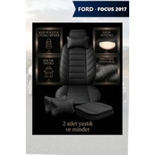 Automod Focus 2017 Için Koltuk ve Kılıf Uyumlu Minder Lüks Yastık Siyah 2li Set