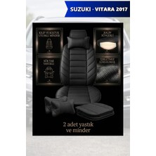 Automod Suzuki Vitara 2017 Için Koltuk ve Kılıf Uyumlu Minder Yastık Siyah Lüks 2li Set