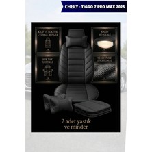 Automod Chery Tiggo 7 Pro Max 2025 Için Koltuk ve Kılıf Uyumlu Siyah Minder Lüks Yastık 2li Set