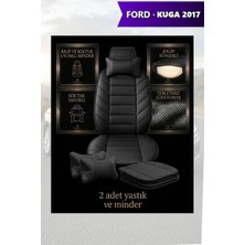 Automod Kuga 2017 Için Koltuk ve Kılıf Uyumlu Siyah Minder Yastık Lüks 2li Set