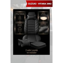 Automod Suzuki Vitara 2002 Için Koltuk ve Kılıf Uyumlu Siyah Lüks Minder Yastık 2li Set