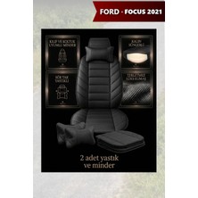 Automod Focus 2021 Için Koltuk ve Kılıf Uyumlu Lüks Minder Yastık Siyah 2li Set