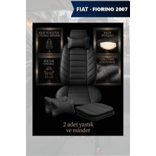 Automod Fiat Fiorino 2007 Için Koltuk ve Kılıf Uyumlu Yastık Lüks Siyah Minder 2li Set