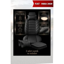 Automod Fiat Egea 2020 Için Koltuk ve Kılıf Uyumlu Siyah Minder Yastık Lüks 2li Set