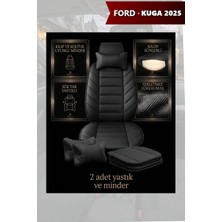 Automod Kuga 2025 Için Koltuk ve Kılıf Uyumlu Siyah Yastık Minder Lüks 2li Set