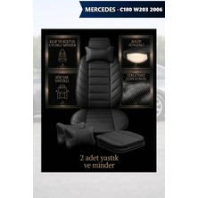 Automod C180 W203 2006 Için Koltuk ve Kılıf Uyumlu Yastık Minder Siyah Lüks 2li Set