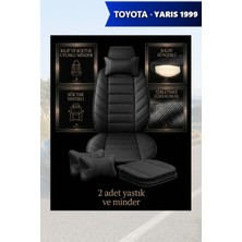 Automod Yaris 1999 Için Koltuk ve Kılıf Uyumlu Minder Yastık Siyah Lüks 2li Set