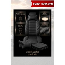 Automod Kuga 2022 Için Koltuk ve Kılıf Uyumlu Siyah Lüks Minder Yastık 2li Set