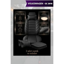 Automod Volkswagen cc 2016 Için Koltuk ve Kılıf Uyumlu Lüks Yastık Minder Siyah 2li Set