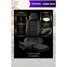Automod Yaris 2014 Için Koltuk ve Kılıf Uyumlu Siyah Yastık Minder Lüks 2li Set