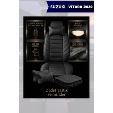 Automod Suzuki Vitara 2020 Için Koltuk ve Kılıf Uyumlu Yastık Minder Lüks Siyah 2li Set