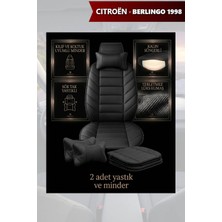 Automod Citron Berlingo 1998 Için Koltuk ve Kılıf Uyumlu Yastık Lüks Siyah Minder 2li Set