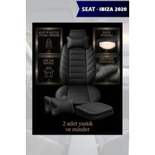 Automod Ibiza 2020 Için Koltuk ve Kılıf Uyumlu Siyah Yastık Lüks Minder 2li Set