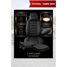 Automod Yaris 2019 Için Koltuk ve Kılıf Uyumlu Siyah Yastık Minder Lüks 2li Set