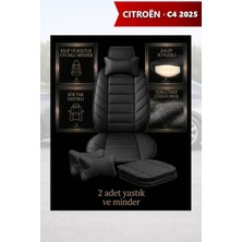 Automod Citron C4 2025 Için Koltuk ve Kılıf Uyumlu Siyah Lüks Minder Yastık 2li Set