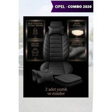 Automod Opel Combo 2020 Için Koltuk ve Kılıf Uyumlu Yastık Siyah Lüks Minder 2li Set