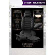 Automod Citron Berlingo 2014 Için Koltuk ve Kılıf Uyumlu Siyah Lüks Yastık Minder 2li Set