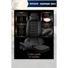 Automod Nissan Qashqai 2024 Için Koltuk ve Kılıf Uyumlu Lüks Siyah Yastık Minder 2li Set