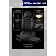 Automod Civic Fc5 2020 Için Koltuk ve Kılıf Uyumlu Siyah Lüks Minder Yastık 2li Set