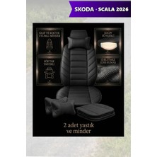 Automod Skoda Scala 2026 Için Koltuk ve Kılıf Uyumlu Minder Yastık Lüks Siyah 2li Set