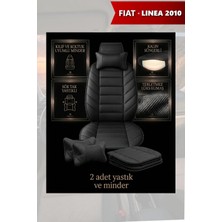 Automod Fiat Linea 2010 Için Koltuk ve Kılıf Uyumlu Yastık Siyah Lüks Minder 2li Set