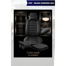 Automod Jeep Grand Cherokee 2024 Için Koltuk ve Kılıf Uyumlu Minder Siyah Lüks Yastık 2li Set