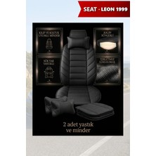 Automod Leon 1999 Için Koltuk ve Kılıf Uyumlu Minder Lüks Yastık Siyah 2li Set