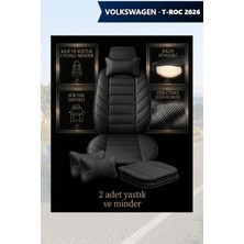 Automod Volkswagen Troc 2026 Için Koltuk ve Kılıf Uyumlu Yastık Lüks Minder Siyah 2li Set