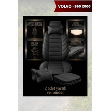 Automod Volvo S60 2000 Için Koltuk ve Kılıf Uyumlu Lüks Siyah Yastık Minder 2li Set