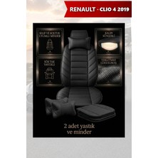 Automod Renault Clio 4 2019 Için Koltuk ve Kılıf Uyumlu Siyah Minder Yastık Lüks 2li Set