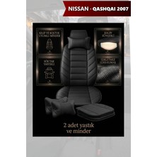 Automod Nissan Qashqai 2007 Için Koltuk ve Kılıf Uyumlu Yastık Minder Siyah Lüks 2li Set