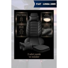 Automod Fiat Linea 2009 Için Koltuk ve Kılıf Uyumlu Siyah Yastık Lüks Minder 2li Set