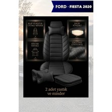 Automod Fiesta 2020 Için Koltuk ve Kılıf Uyumlu Siyah Yastık Lüks Minder 2li Set