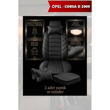 Automod Opel Corsa D 2009 Için Koltuk ve Kılıf Uyumlu Lüks Siyah Minder Yastık 2li Set