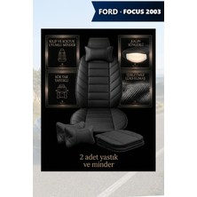 Automod Focus 2003 Için Koltuk ve Kılıf Uyumlu Siyah Minder Lüks Yastık 2li Set