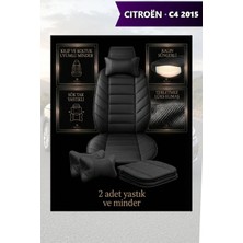Automod Citron C4 2015 Için Koltuk ve Kılıf Uyumlu Yastık Minder Siyah Lüks 2li Set