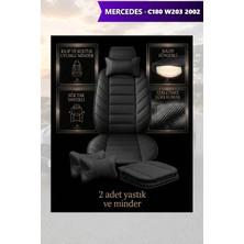 Automod C180 W203 2002 Için Koltuk ve Kılıf Uyumlu Lüks Siyah Yastık Minder 2li Set