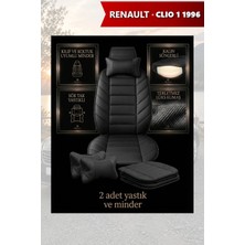 Automod Renault Clio 1 1996 Için Koltuk ve Kılıf Uyumlu Siyah Minder Yastık Lüks 2li Set