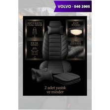 Automod Volvo S40 2005 Için Koltuk ve Kılıf Uyumlu Siyah Lüks Minder Yastık 2li Set