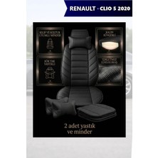 Automod Renault Clio 5 2020 Için Koltuk ve Kılıf Uyumlu Minder Lüks Yastık Siyah 2li Set