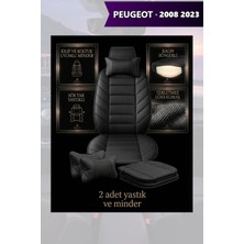 Automod Peugeot 2008 2023 Için Koltuk ve Kılıf Uyumlu Siyah Lüks Yastık Minder 2li Set