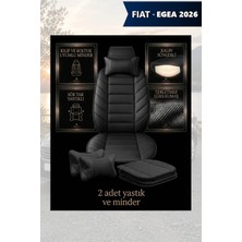Automod Fiat Egea 2026 Için Koltuk ve Kılıf Uyumlu Lüks Siyah Minder Yastık 2li Set