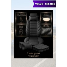 Automod Volvo S60 2006 Için Koltuk ve Kılıf Uyumlu Minder Yastık Lüks Siyah 2li Set