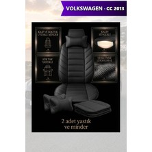 Automod Volkswagen cc 2013 Için Koltuk ve Kılıf Uyumlu Yastık Lüks Siyah Minder 2li Set