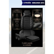 Automod Citron Berlingo 2013 Için Koltuk ve Kılıf Uyumlu Siyah Minder Yastık Lüks 2li Set
