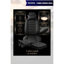 Automod Yaris Cross 2024 Için Koltuk ve Kılıf Uyumlu Yastık Minder Siyah Lüks 2li Set