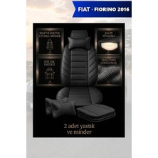 Automod Fiat Fiorino 2016 Için Koltuk ve Kılıf Uyumlu Lüks Yastık Siyah Minder 2li Set