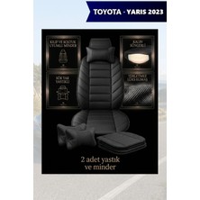 Automod Yaris 2023 Için Koltuk ve Kılıf Uyumlu Siyah Minder Yastık Lüks 2li Set